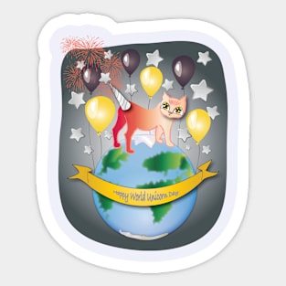 happy world unicorn day Sticker